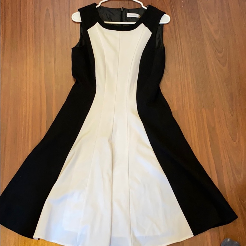 Calvin Klein Black&White Fit&Flare Dress Size 6